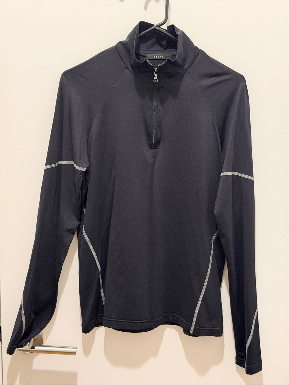 BELFE black quarter-zip athletic top